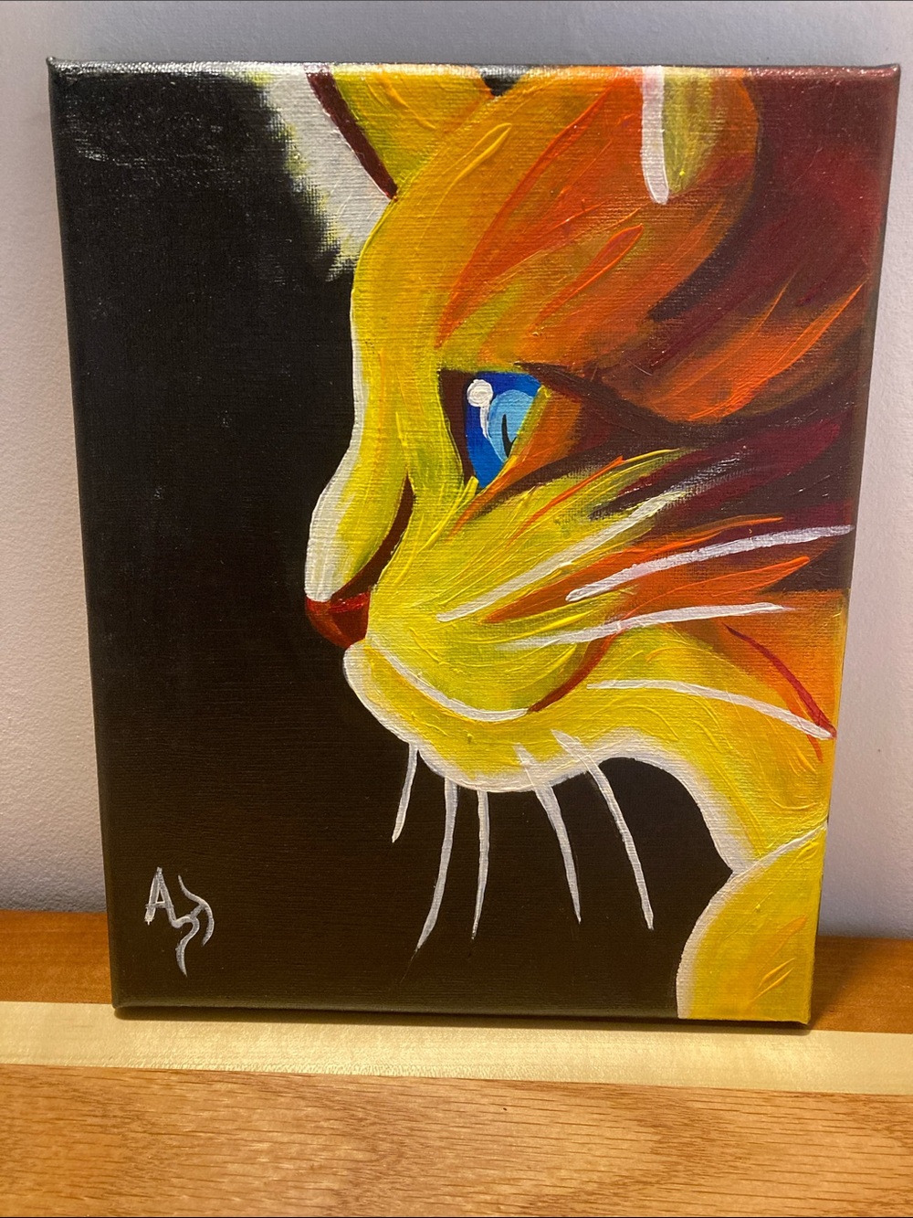 (Signed Art) Vibrant “Orange Cat” Acrylic Painting